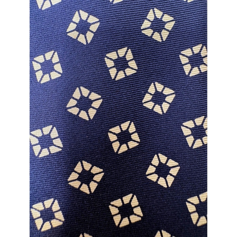 LIBERTY OF LONDON Mens Navy Blue 100% Silk Necktie Geometric British Preppy